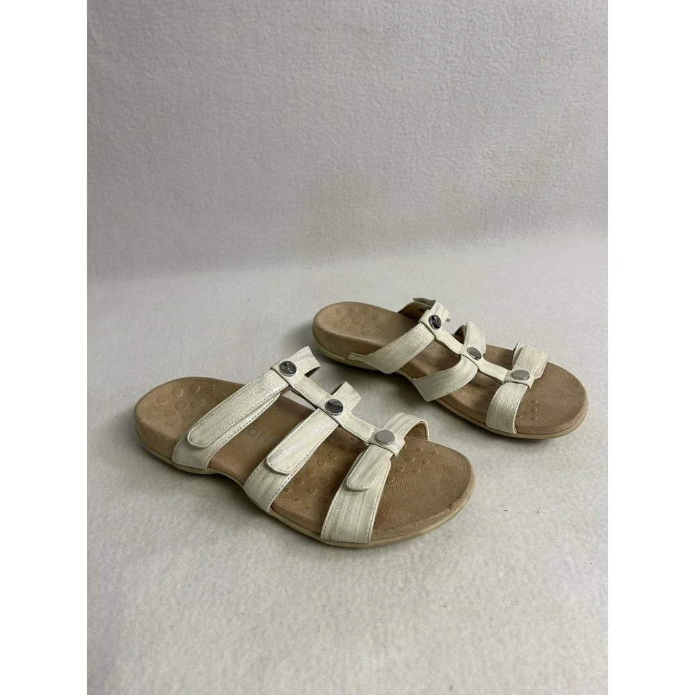 Comfort Orthopedic Vionic Womens 8 Cream Amber Slide Sandals